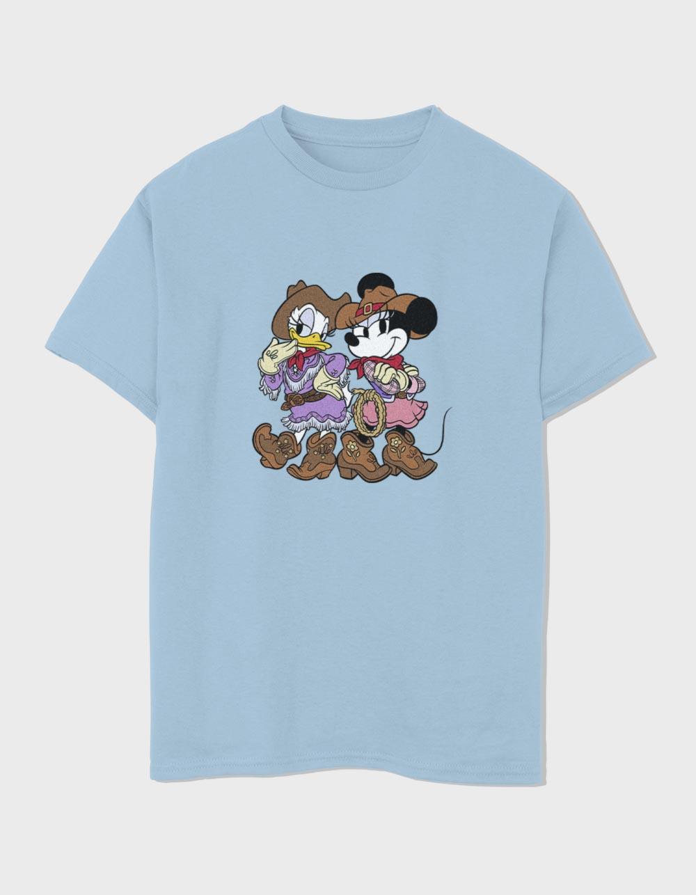 DISNEY Daisy And Minnie Cowgirls Unisex Kids Tee - LIGHT BLUE