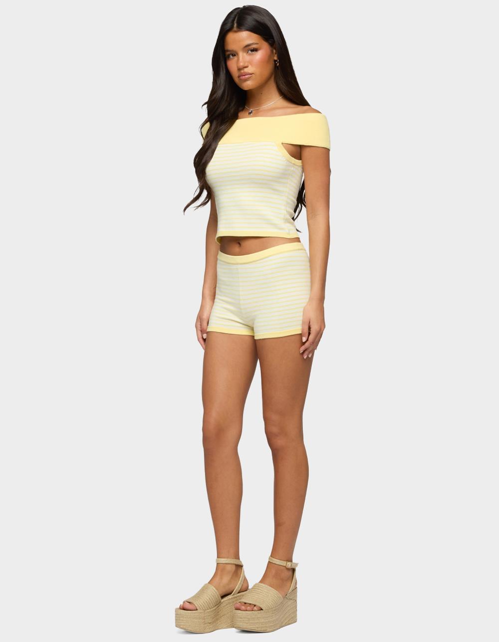 EDIKTED Camil Striped Knit Top - YELLOW