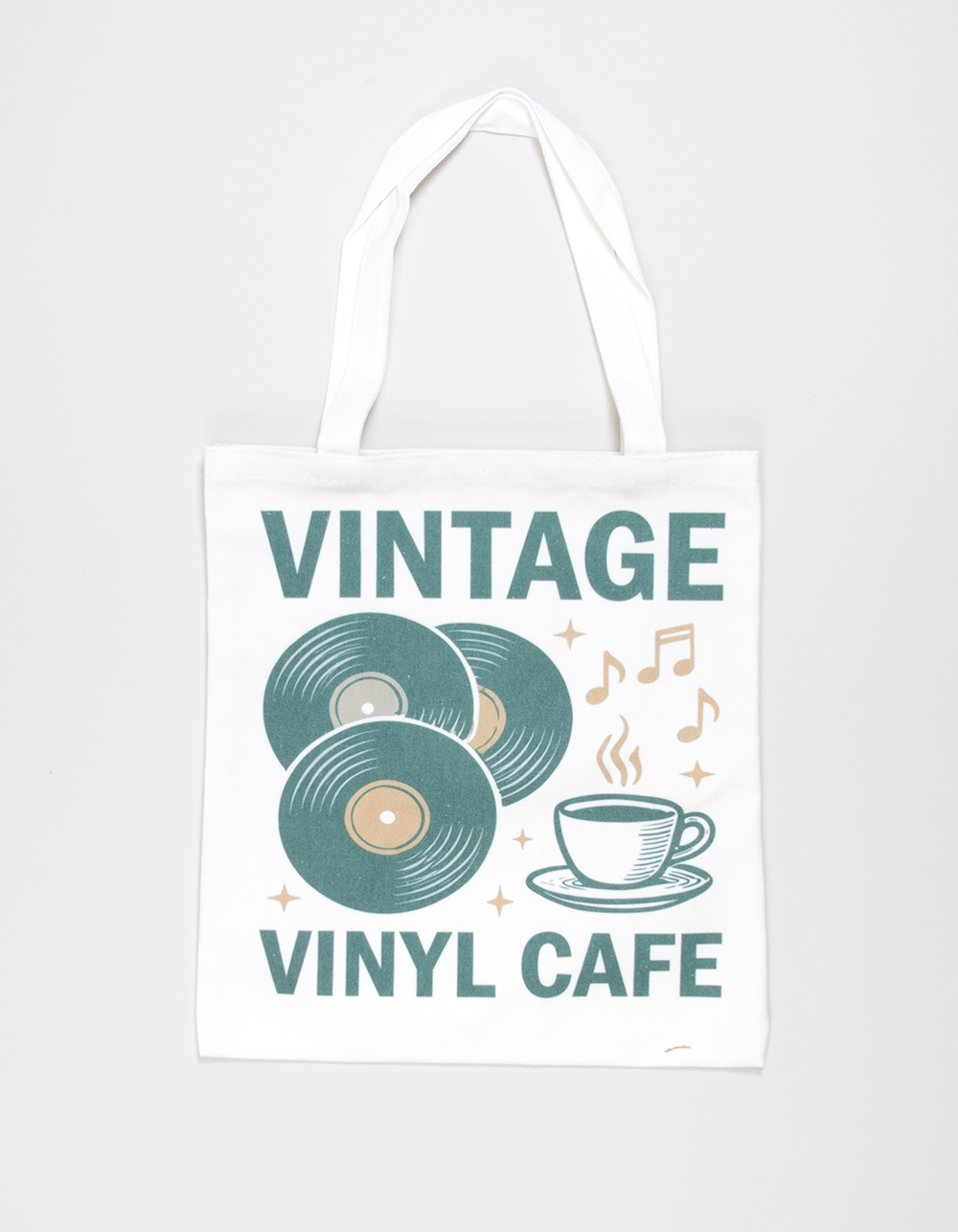Vinyl Cafe Canvas Tote Bag - NATURAL