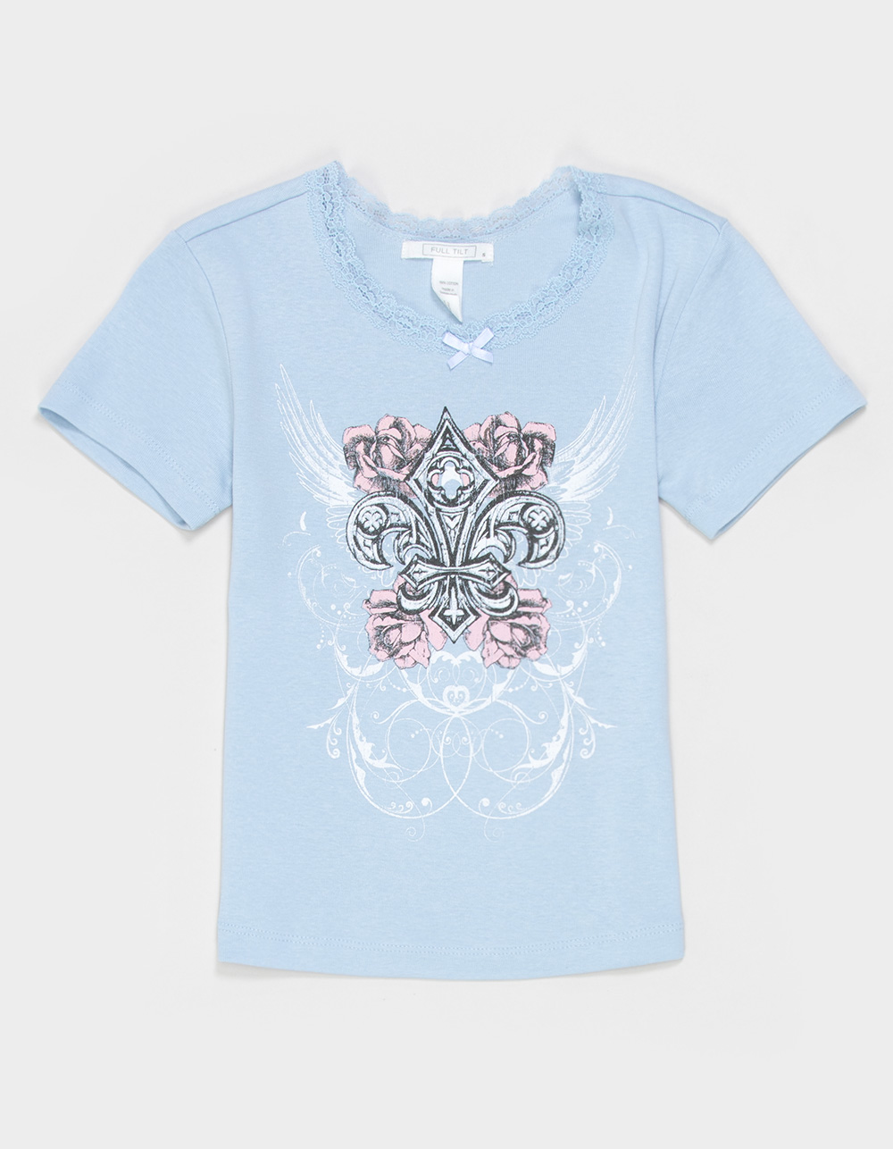 FULL TILT Fleur De Lis Girls Tee - LIGHT BLUE