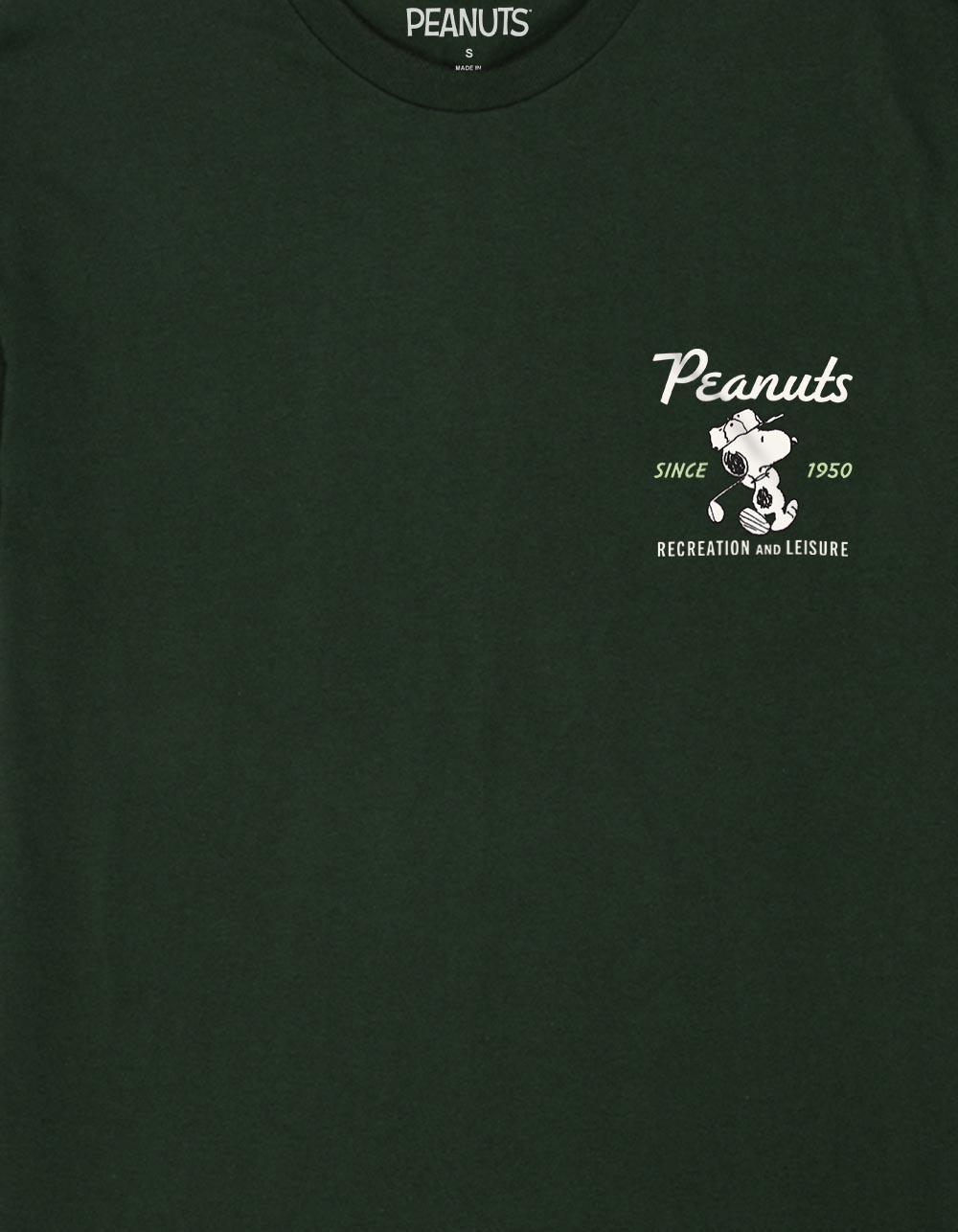 PEANUTS Recreation And Leisure Unisex Tee - FOREST