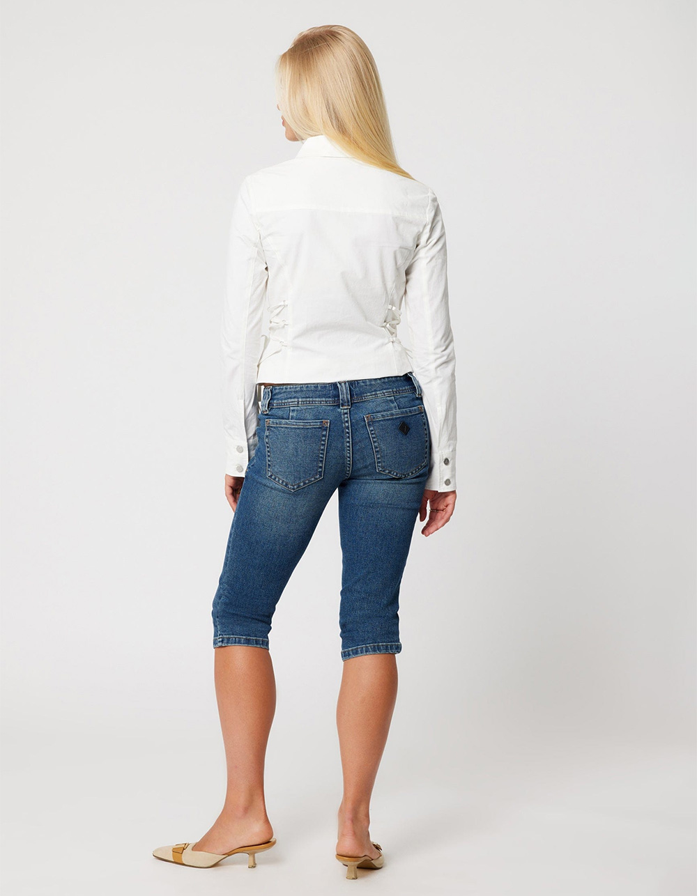 ABRAND Petra Womens Super Low Capri Jeans - DARK VINTAGE