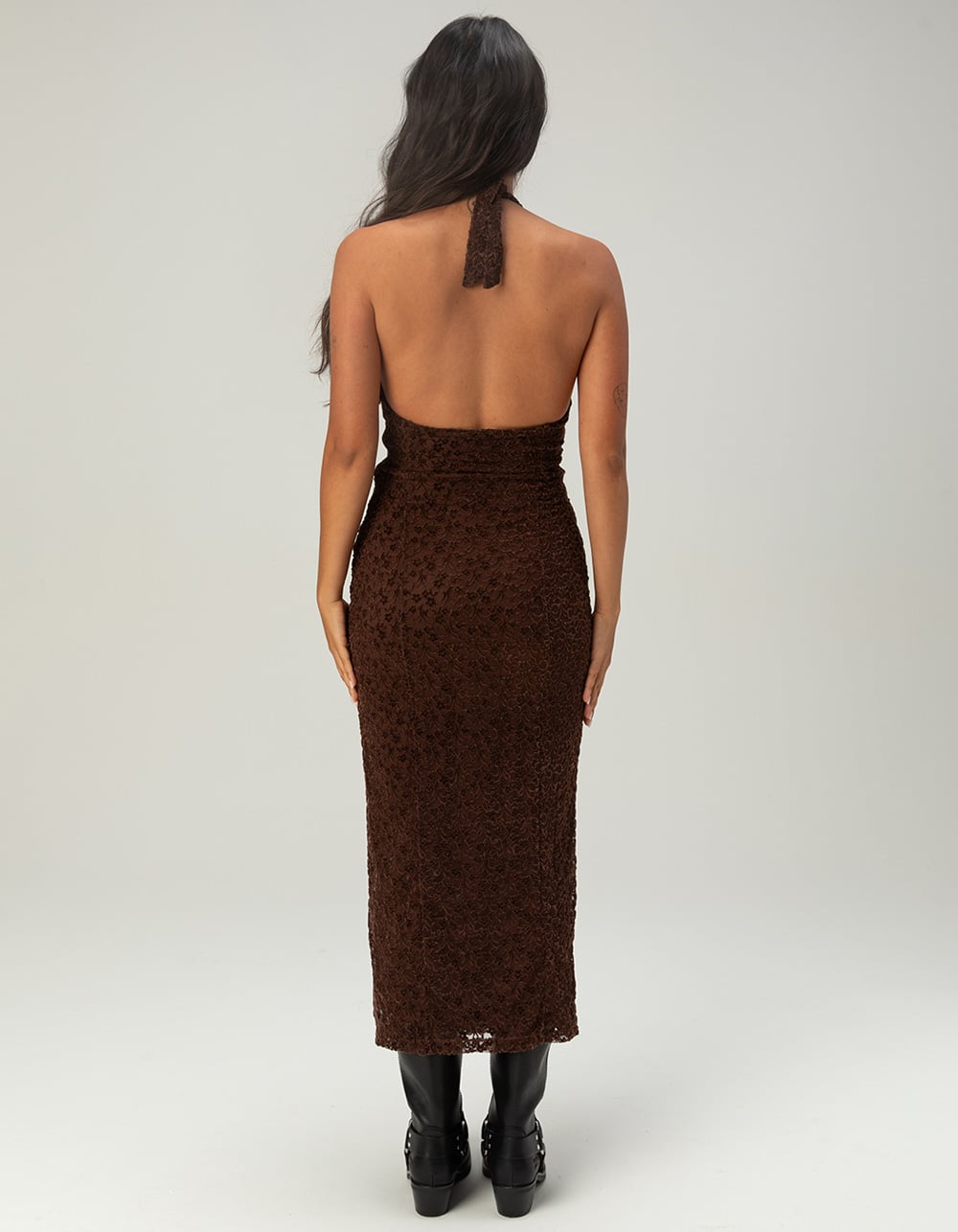 NECTAR CLOTHING Womens Halter Midi Dress - BROWN