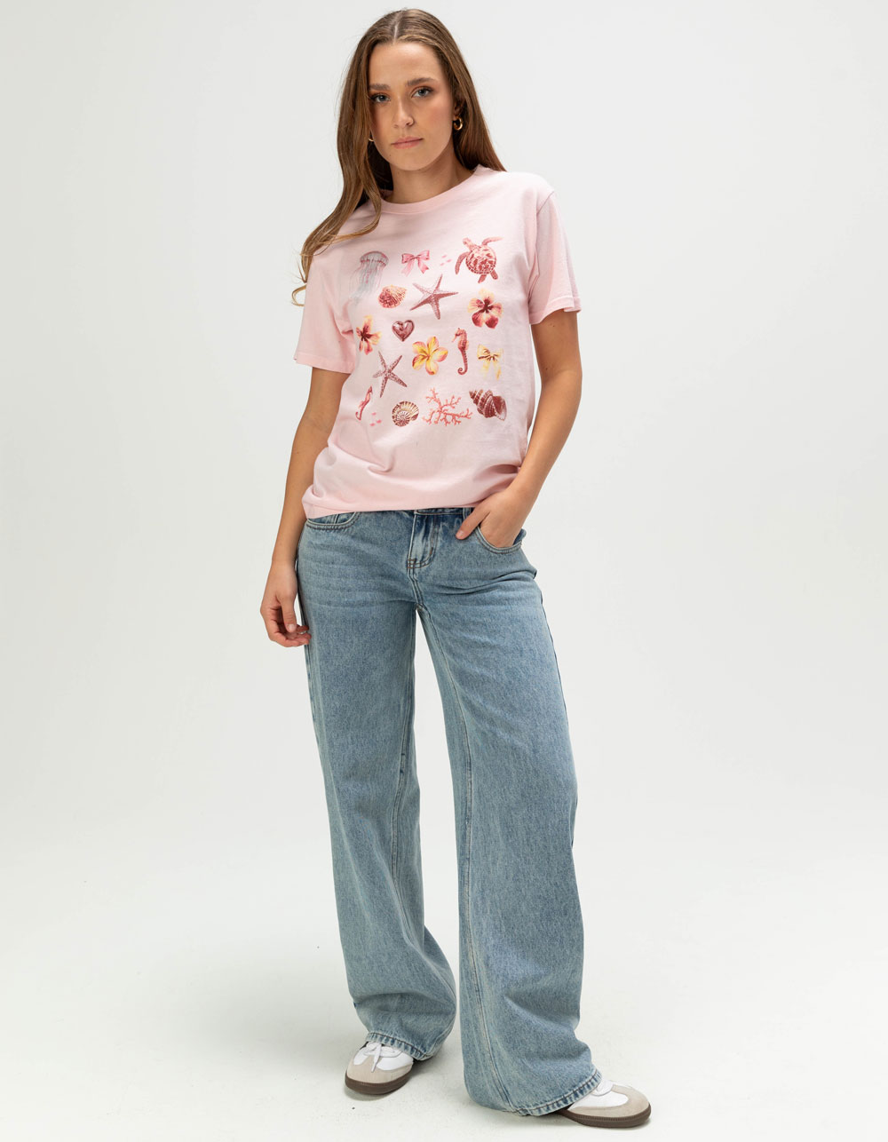 FULL TILT Icon Womens Boyfriend Tee - PINK