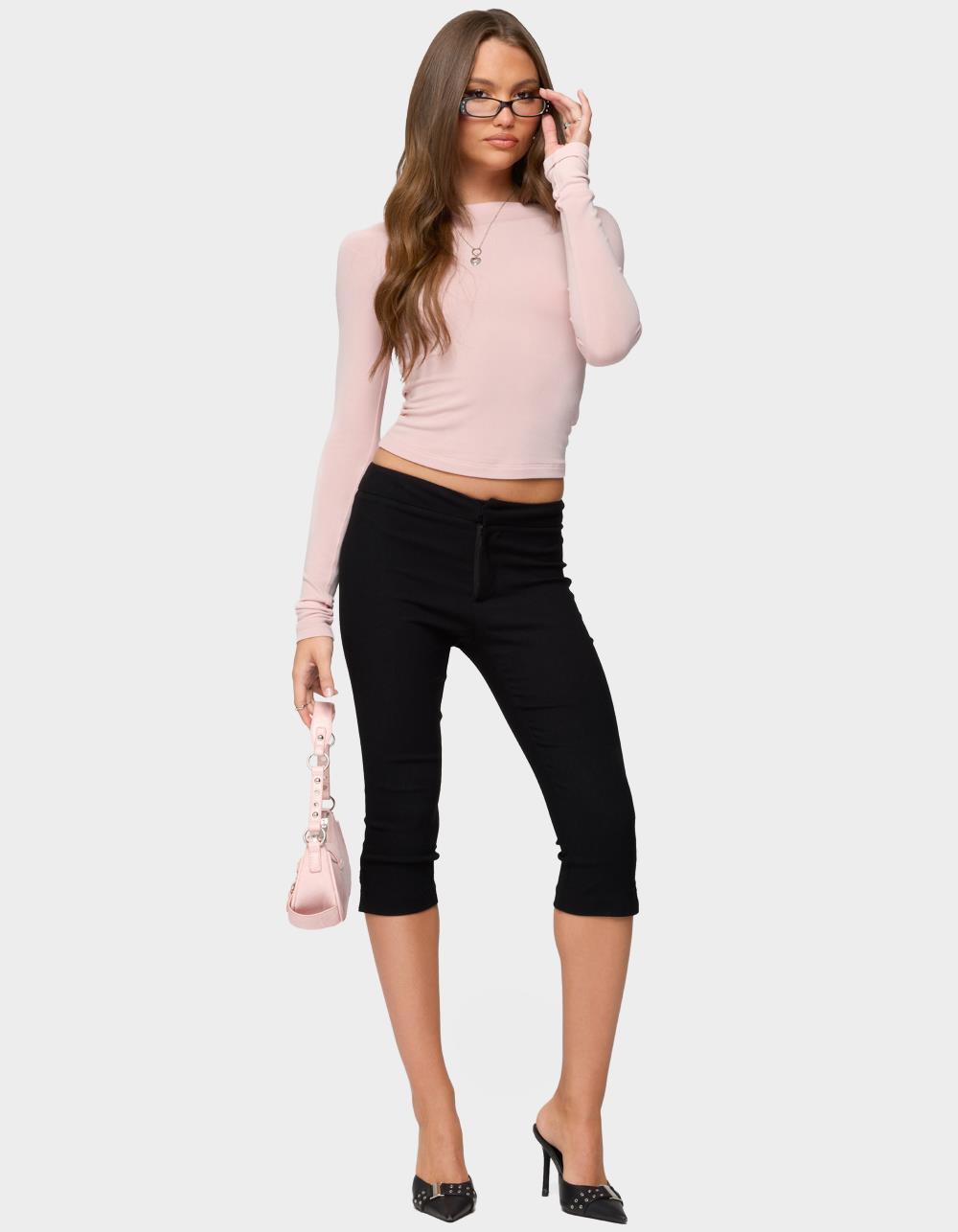 EDIKTED Embry Boat Neck Raglan Top - LIGHT PINK