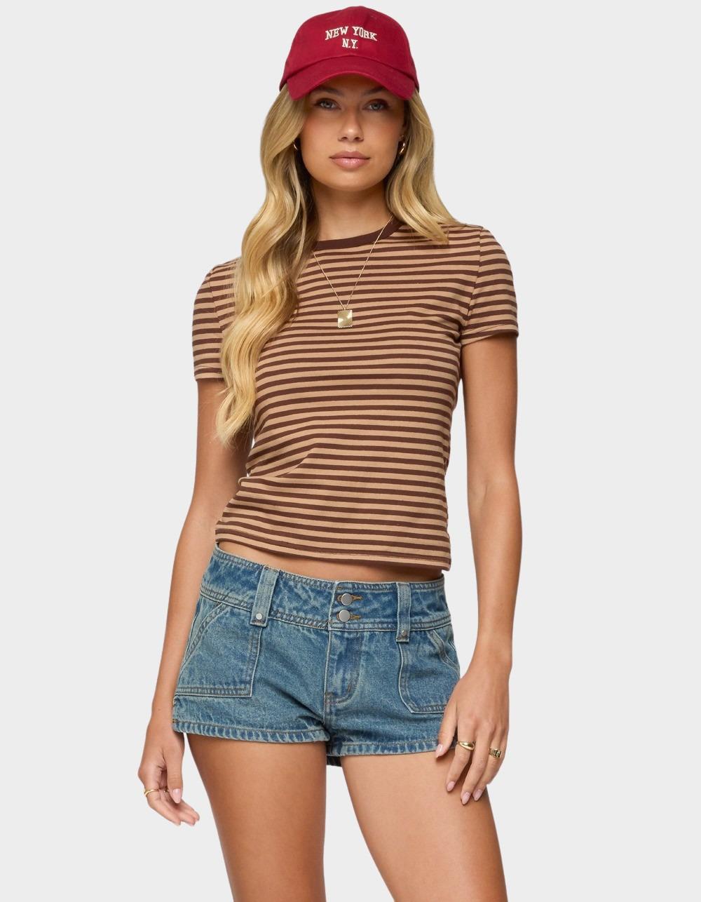 EDIKTED Nessie Striped Tee - BROWN