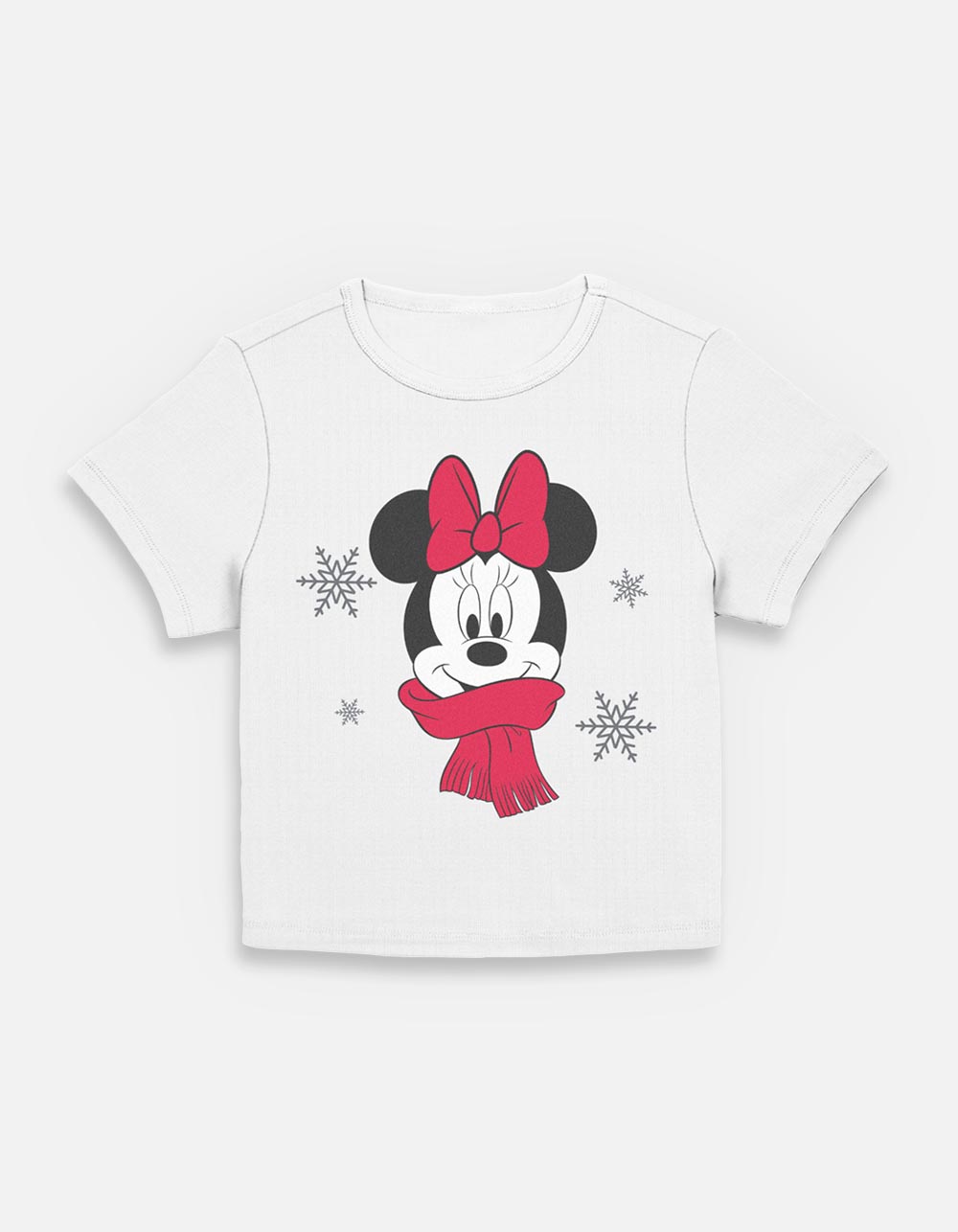 DISNEY Minnie Snowflakes Womens Baby Tee - CREAM