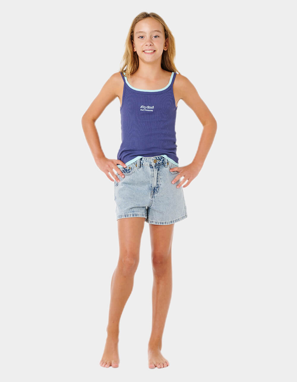 RIP CURL Tabby Girls DENIM Shorts - BLUE