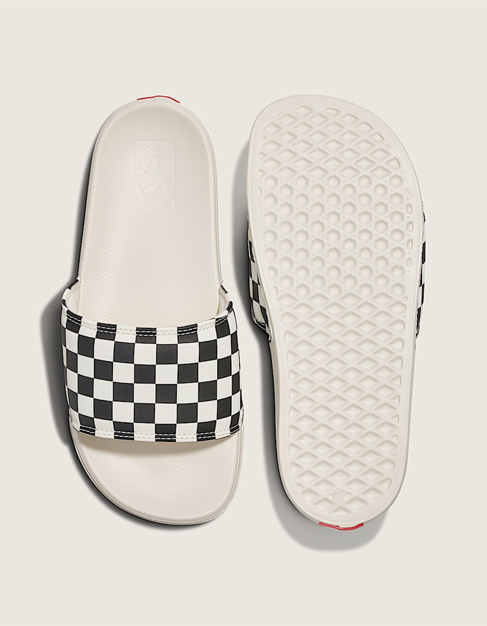 VANS La Costa Checkerboard Womens Slide Sandals - WHT/BLK