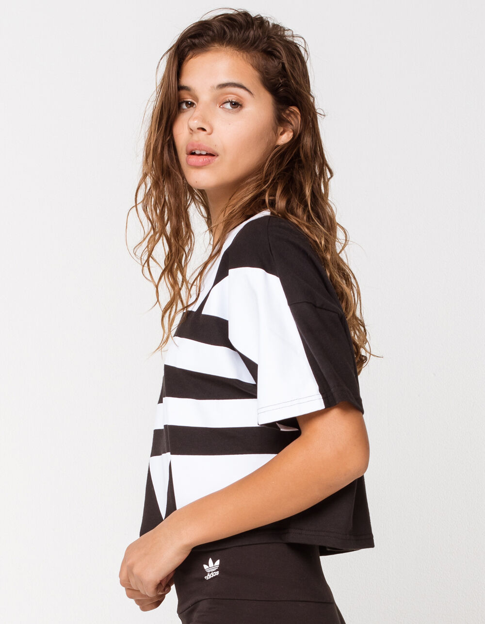 ADIDAS Large Logo Black Womens Crop Tee BLACK/WHITE Tillys