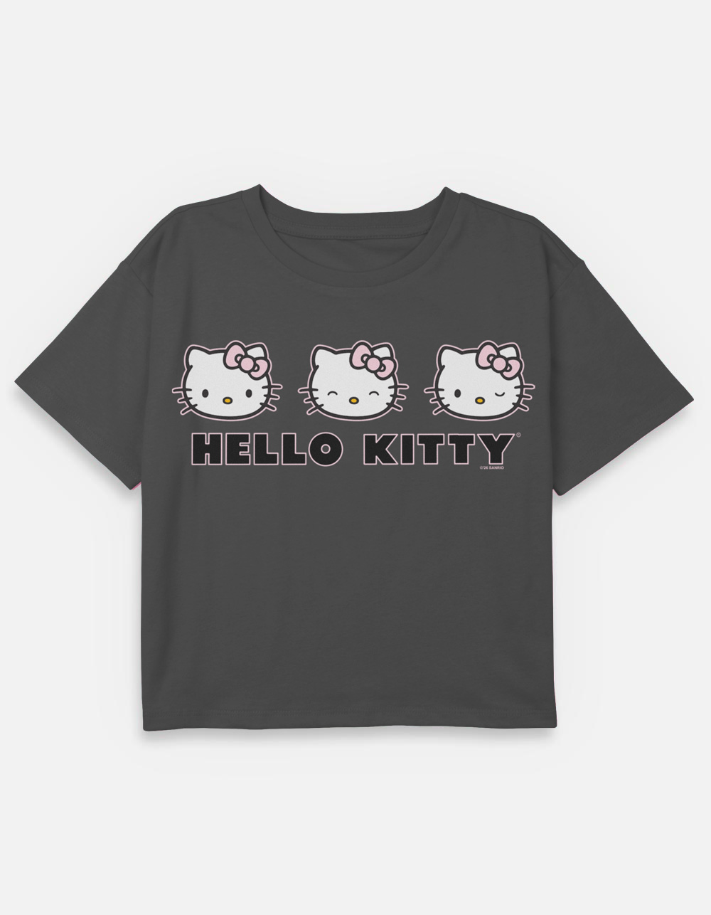 HELLO KITTY Expressions Girls Crop Tee - CHARCOAL