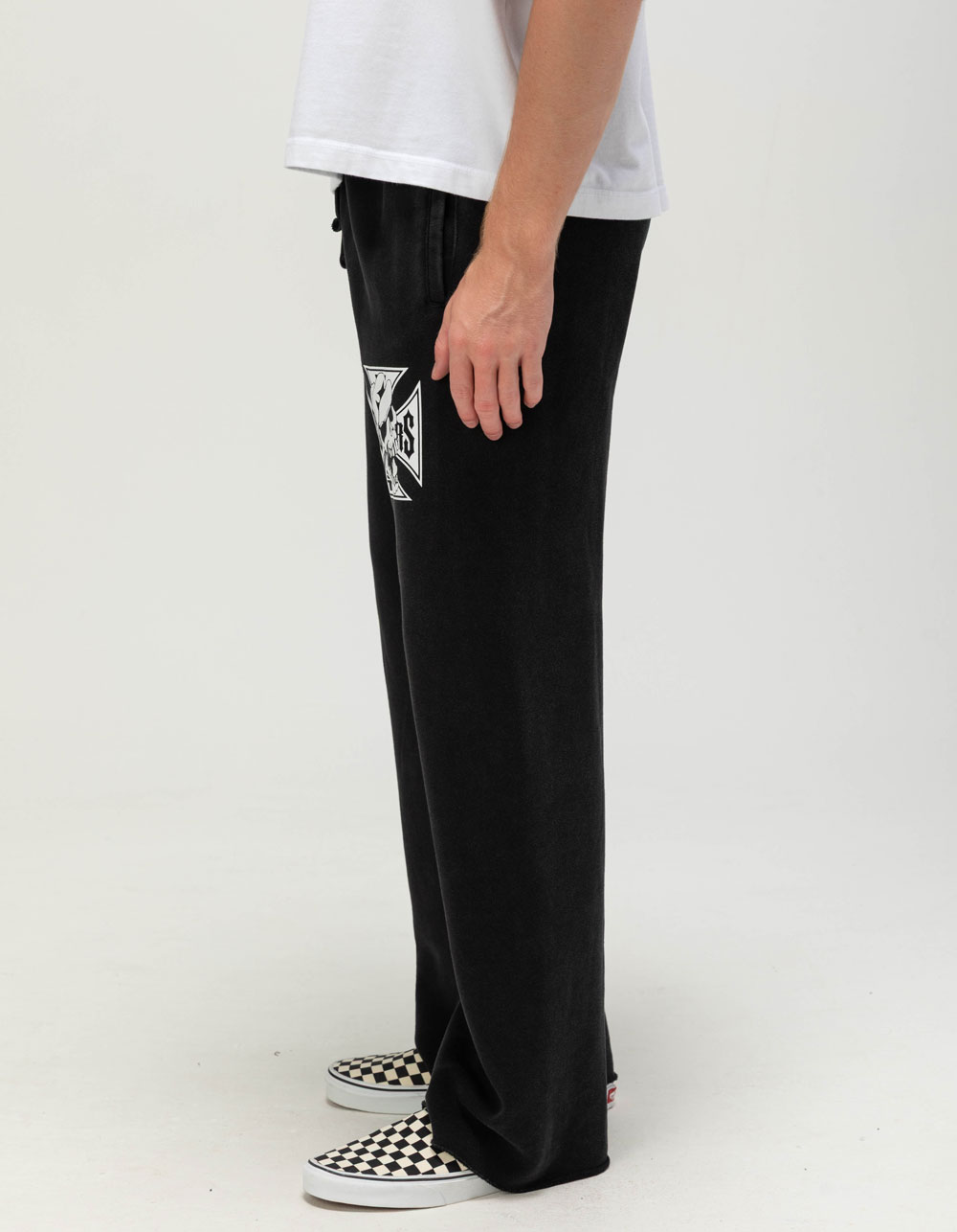 WEST COAST CHOPPERS Skeleton Moto Logo Mens Sweatpants - WASHED BLACK