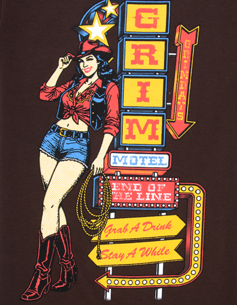 GRIM DAYS Motel Mens Tee - BROWN