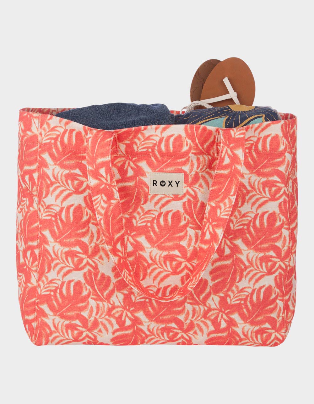 ROXY Anti Bad Vibes Tote Bag - CORAL/WHITE
