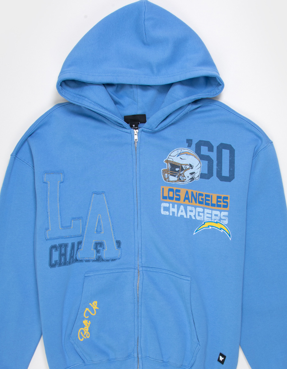 THE WILD COLLECTIVE Los Angeles Chargers Mens Zip-Up Hoodie - BLUE