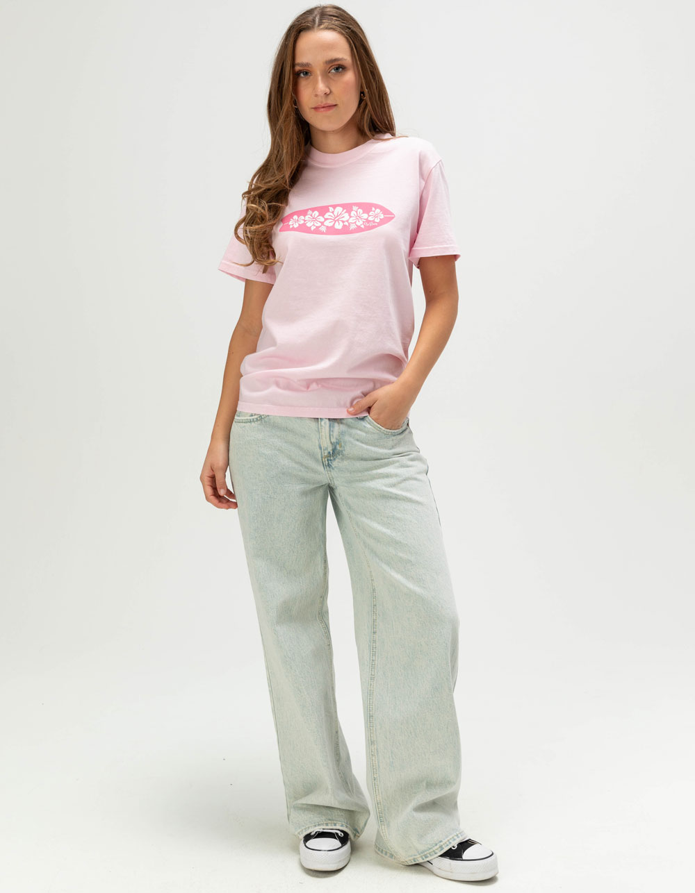 RIOT SOCIETY Surfboard Womens Boyfriend Tee - PINK
