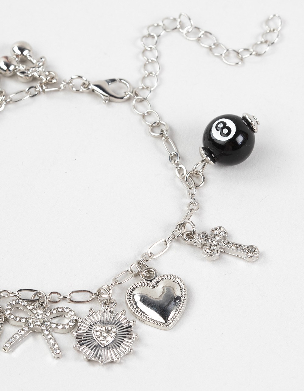 FULL TILT Star/Cross/Cherry Charm Bracelet - SILVER