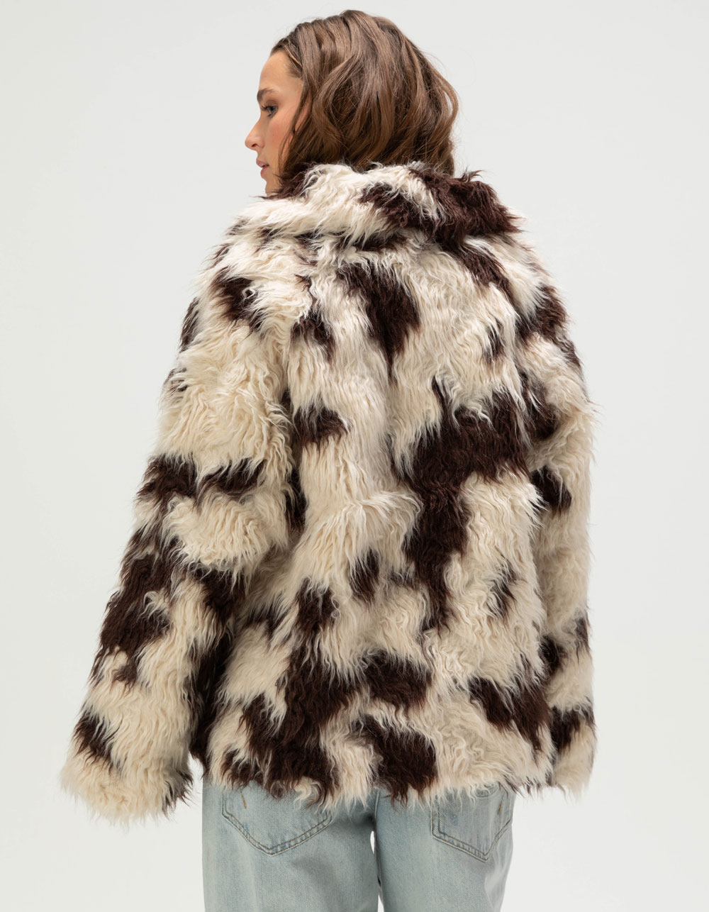 BDG Urban Outfitters Wilson Womens Faux Fur Jacket - BROWN COMBO