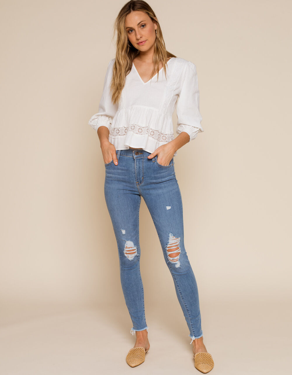 levi's 720 distressed high rise super skinny jeans