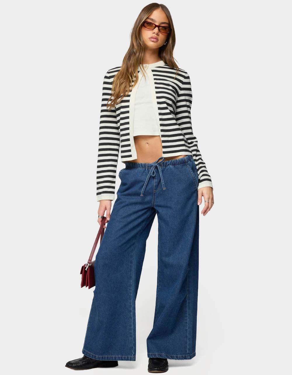 EDIKTED Jenie Split Front Knit Cardigan - BLACK