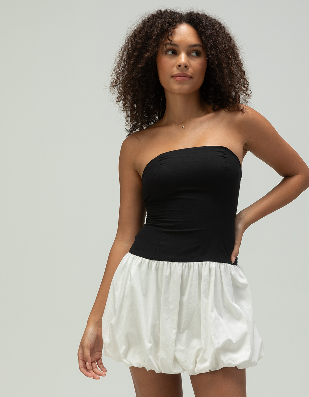 WEST OF MELROSE Two Tone Bubble Dress - BLK/WHT