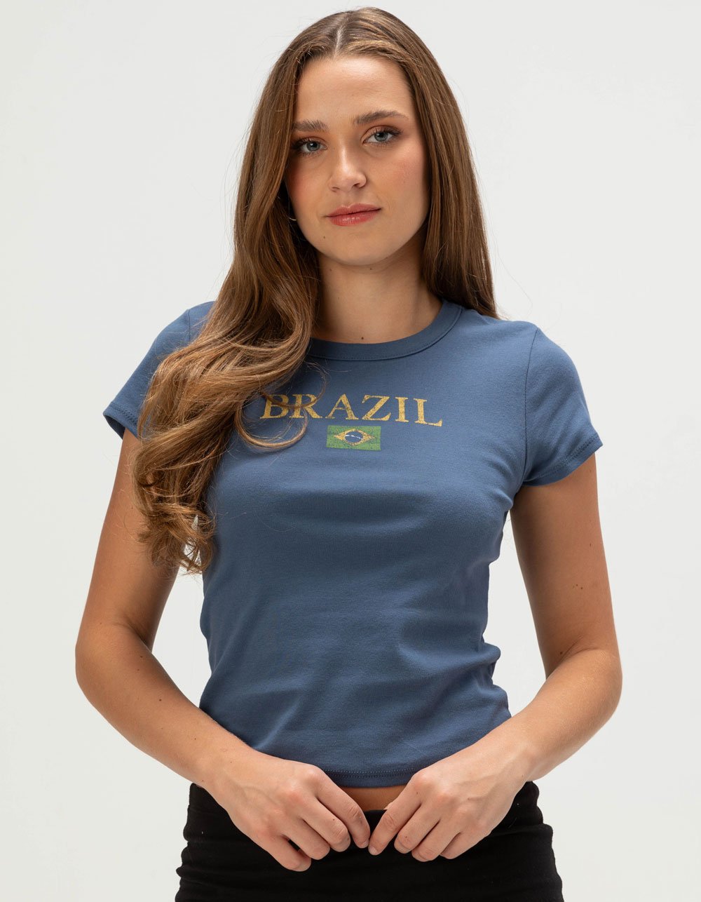 RSQ Womens Brazil Baby Tee - NAVY