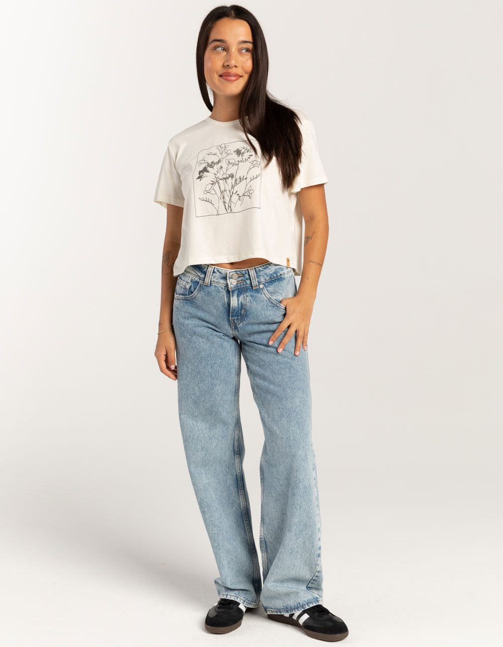 TENTREE Floral Womens Crop Tee - OFF WHITE