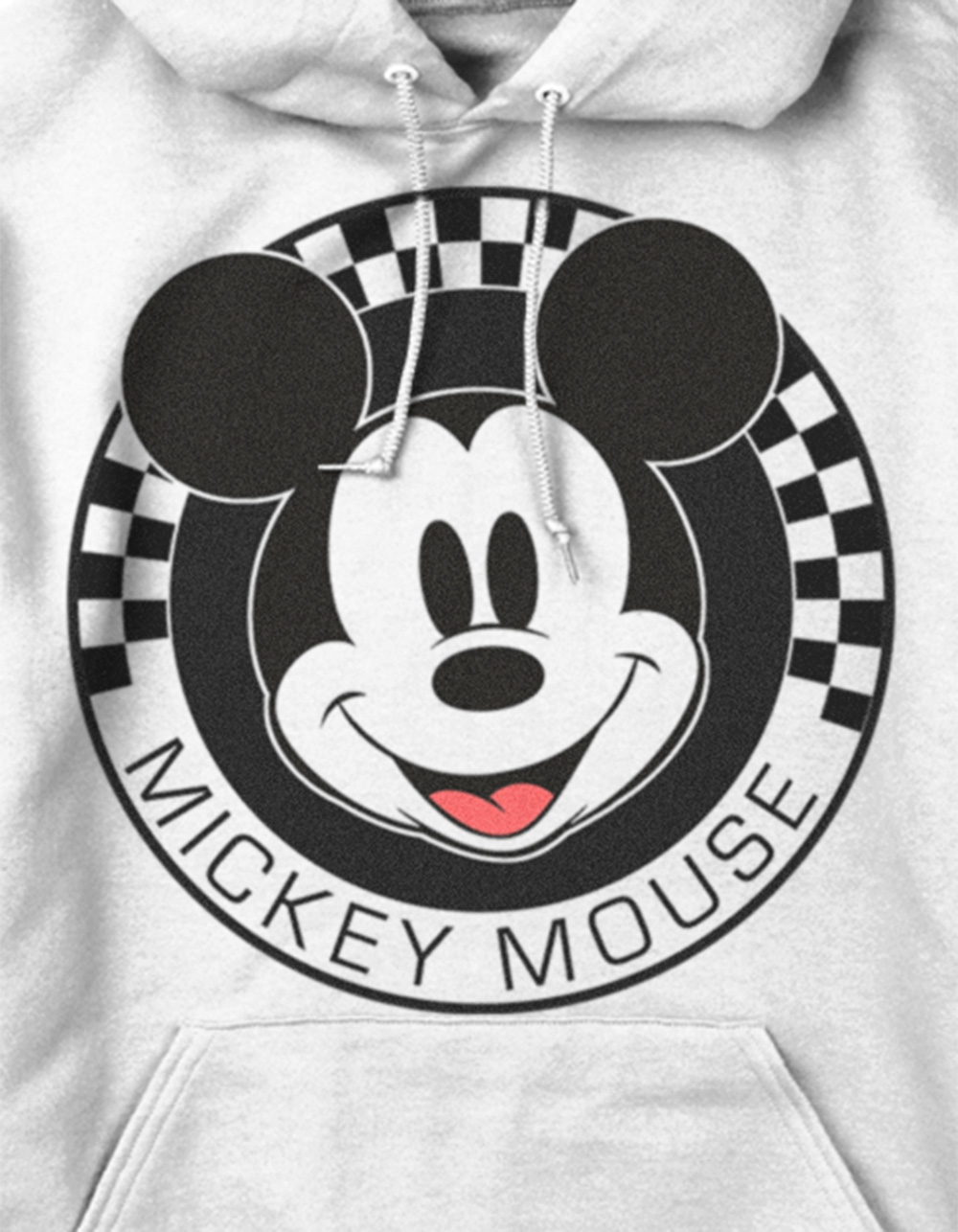 DISNEY Mickey Mouse Checkered Unisex Hoodie - WHITE