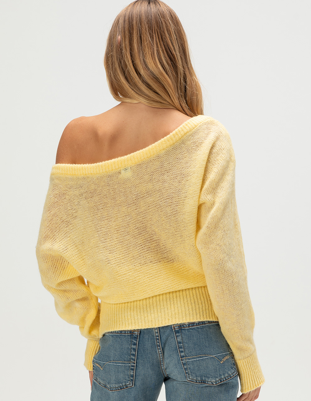 BDG Urban Outfitters Womens Off The Shoulder Sweater - YELLOW