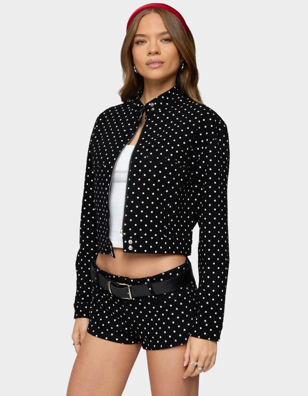 EDIKTED Tabitha Polka Dot Jacket - BLACK