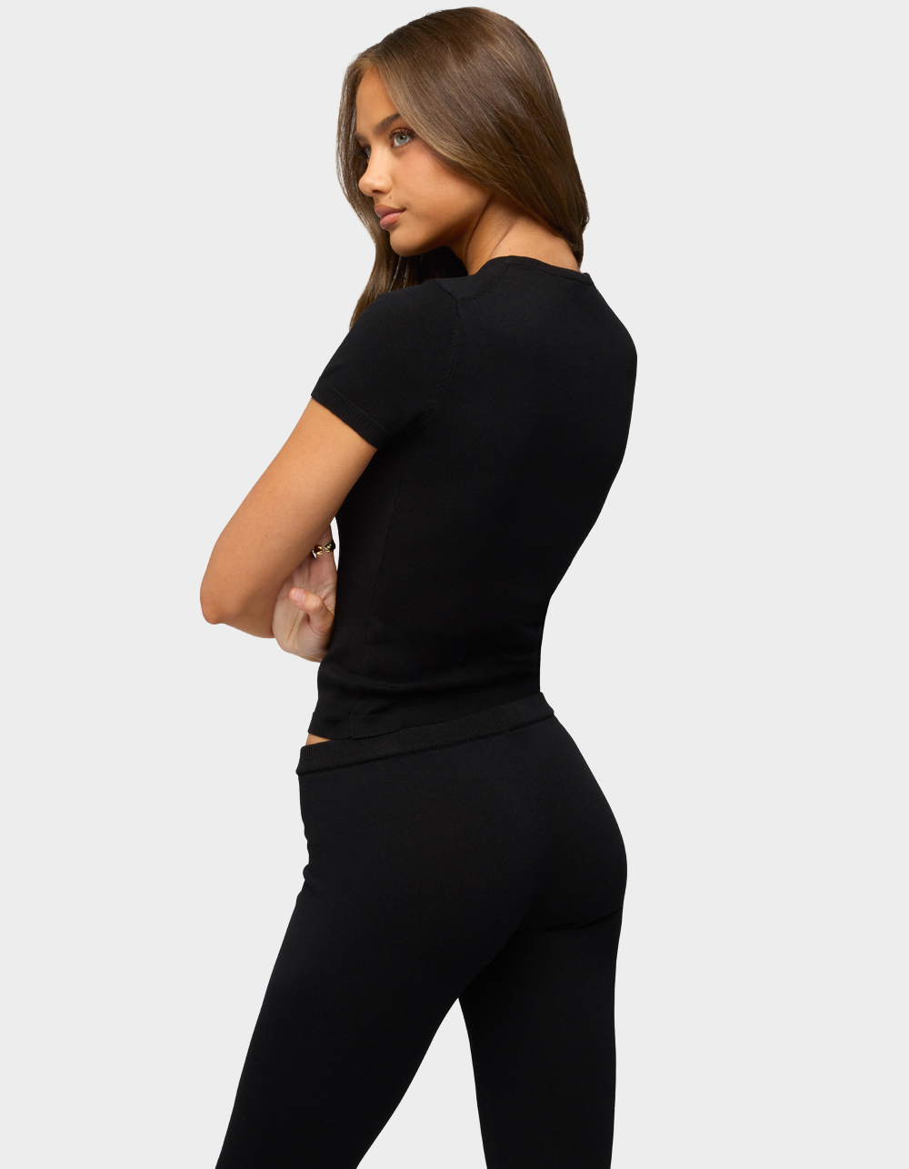 EDIKTED Vanessa Button Up Knit Top - BLACK