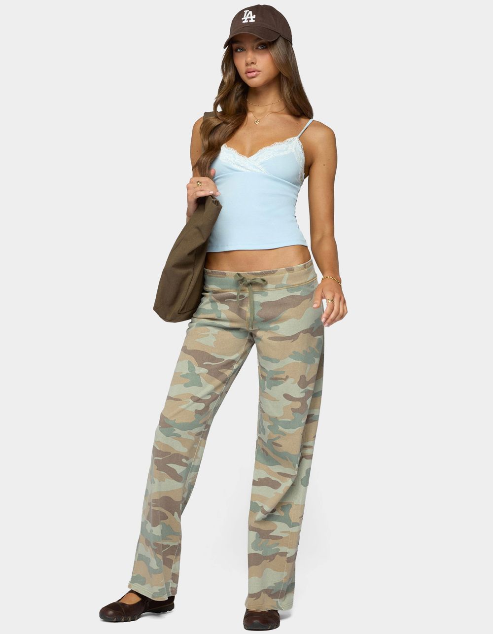 EDIKTED Paima Lacey Tank Top - LIGHT BLUE