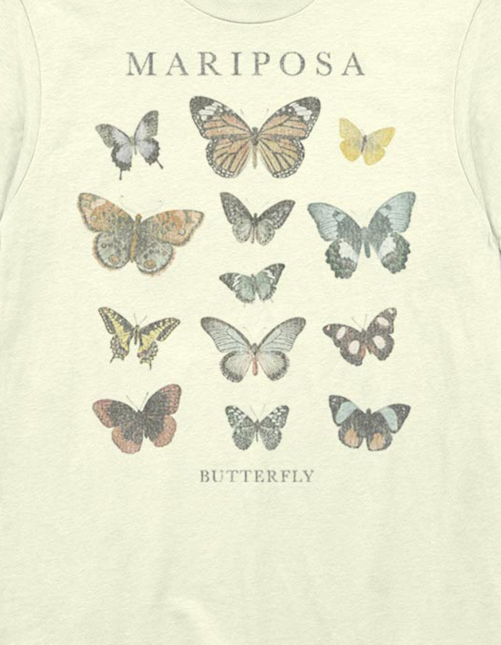 BUTTERFLY Mariposa Distressed Diagram Unisex Tee - NATURAL