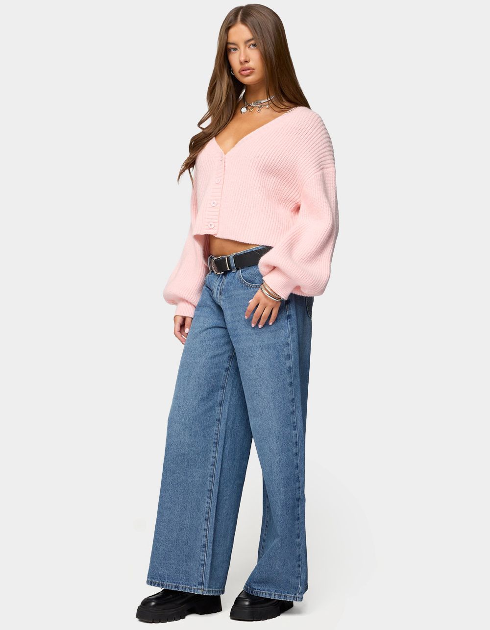 EDIKTED Skye Low Rise Baggy Jeans - LIGHT BLUE