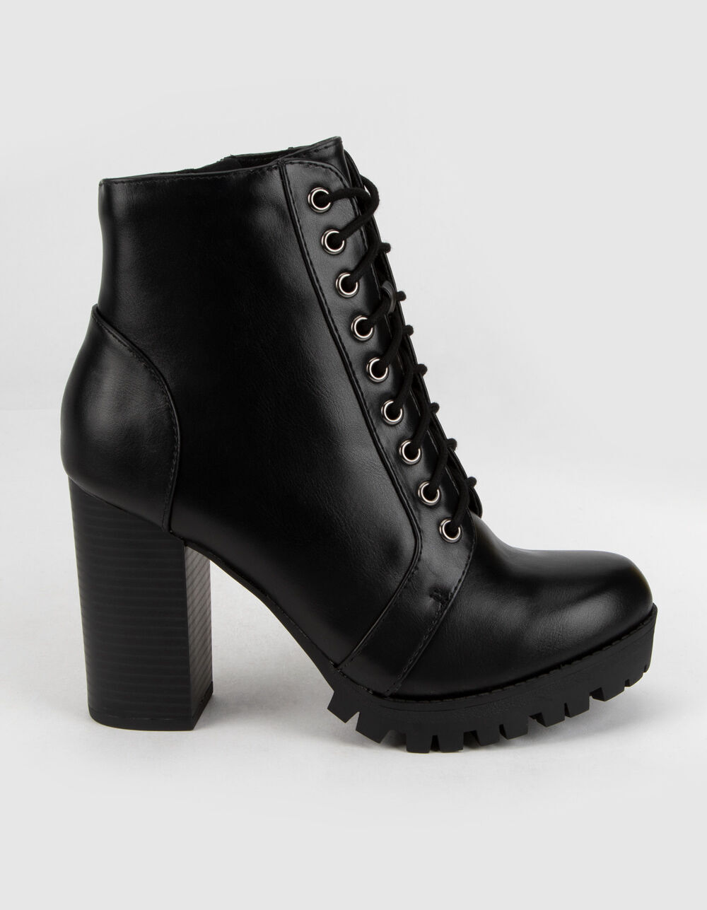 SODA Lace Up Womens Heeled Combat Boots - BLACK | Tillys
