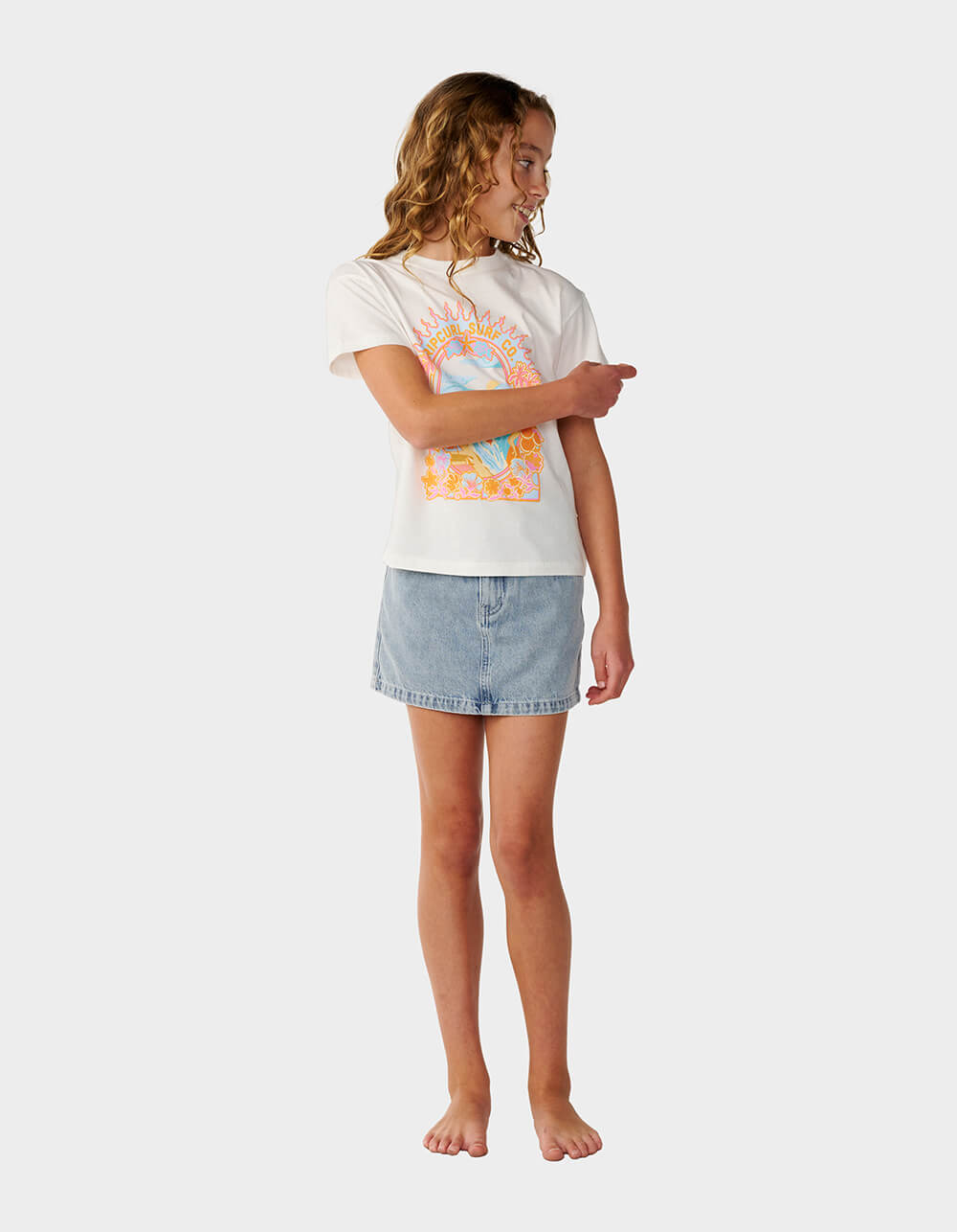 RIP CURL Costa Del Sol Girls Band Tee - BONE