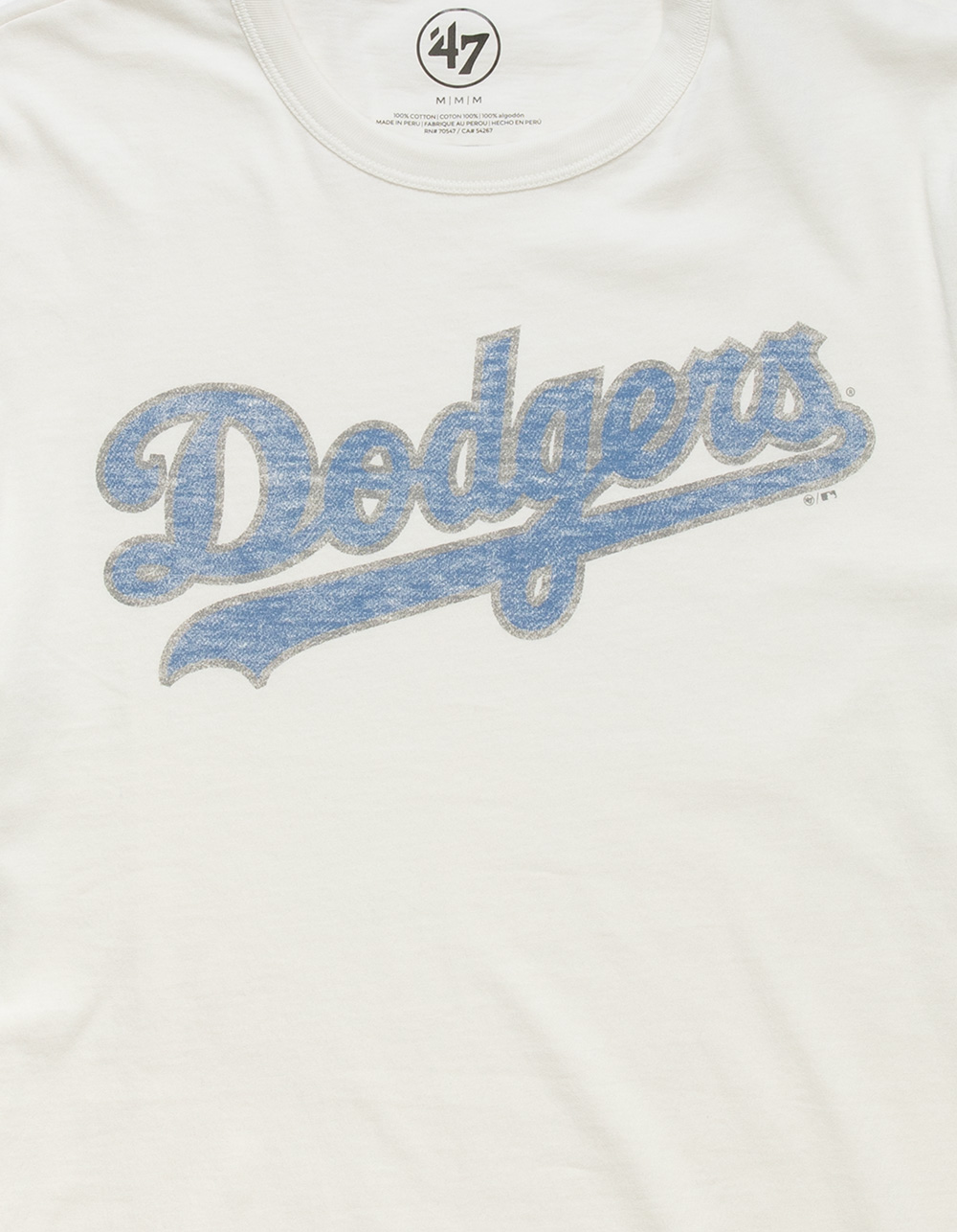 LA Dodgers Shirt Womens Size S Blue Short Sleeve MLB Baseball Spell Out  Logo '47