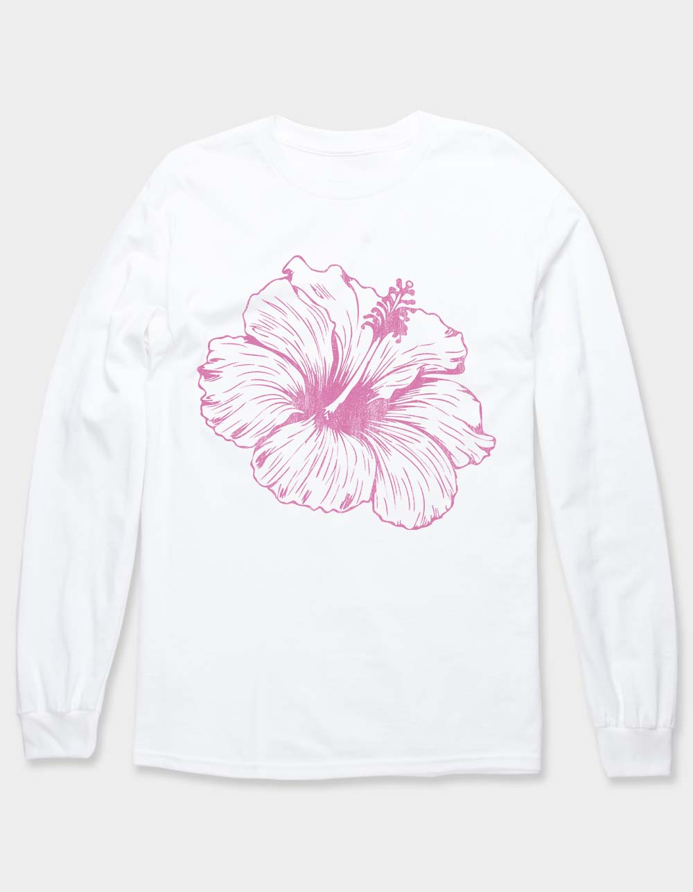 HIBISCUS Outline Unisex Long Sleeve Tee - WHITE