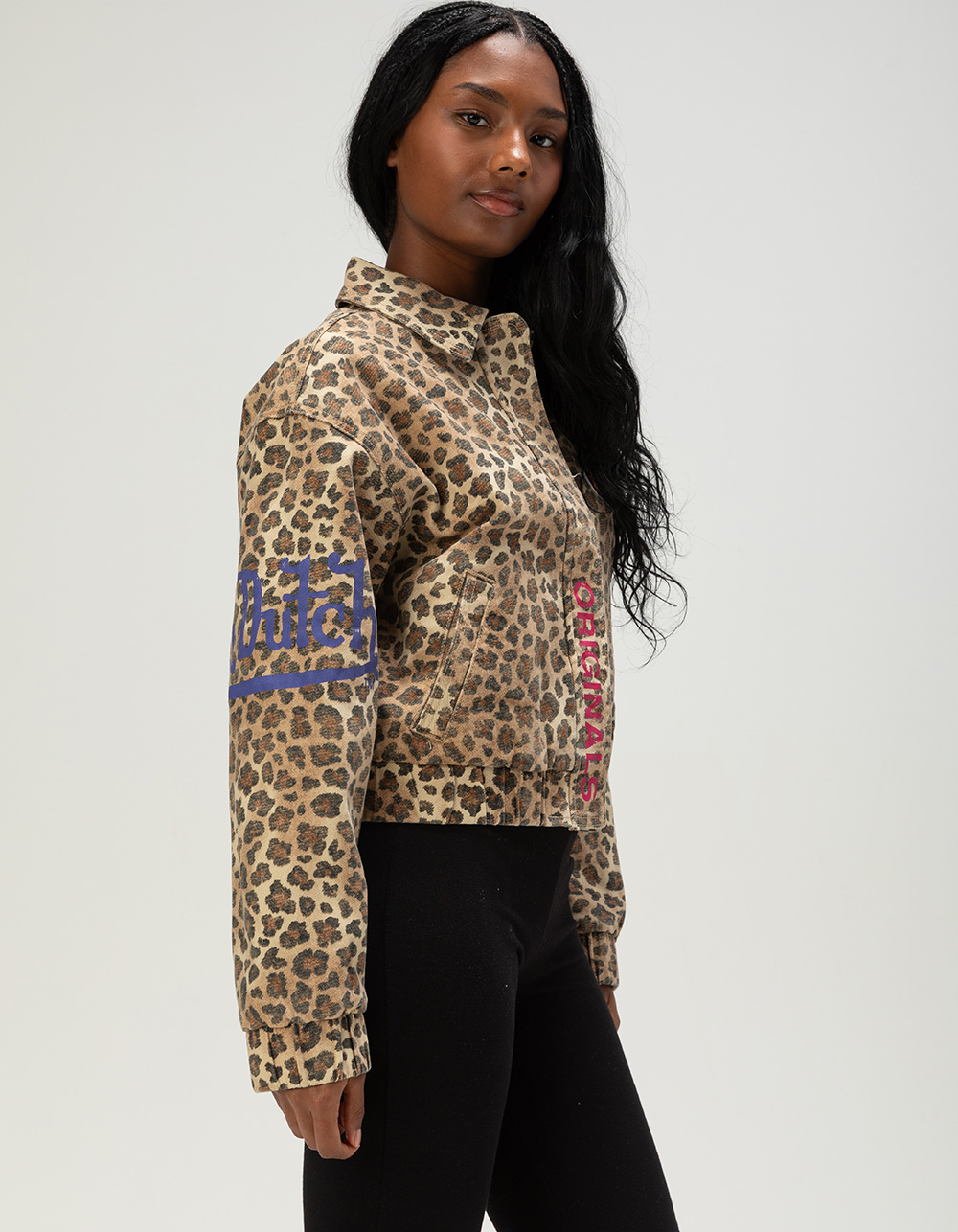 VON DUTCH LEOPARD Womens Bomber Jacket