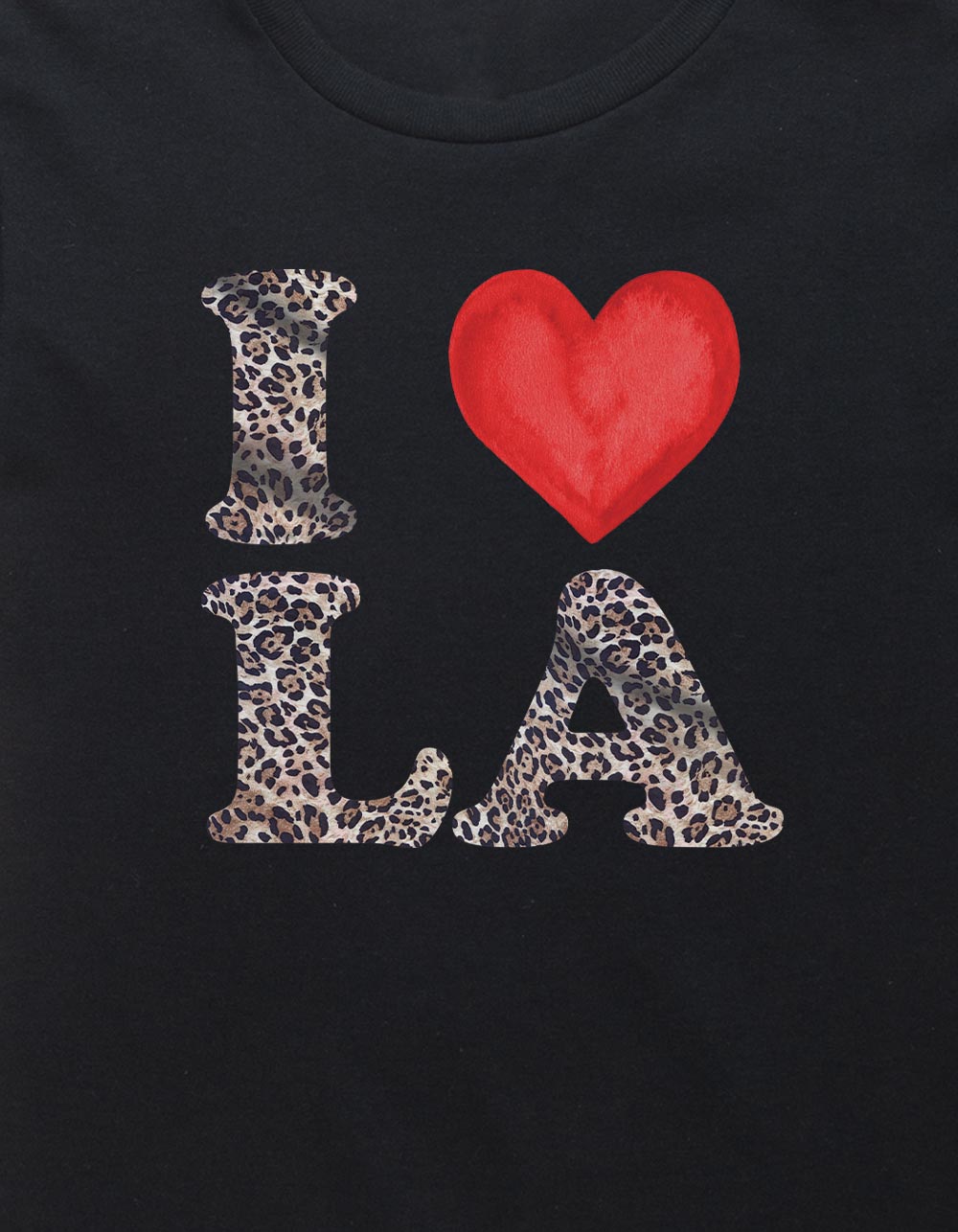LEOPARD I Heart LA Unisex Kids Tee - BLACK