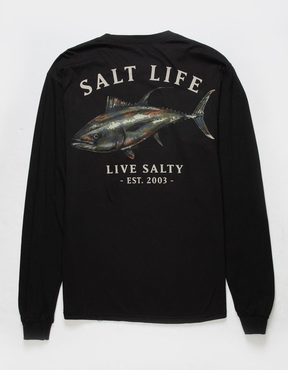 Salt Life Tuna Journey Mens Long Sleeve Pocket Tee Black Tillys