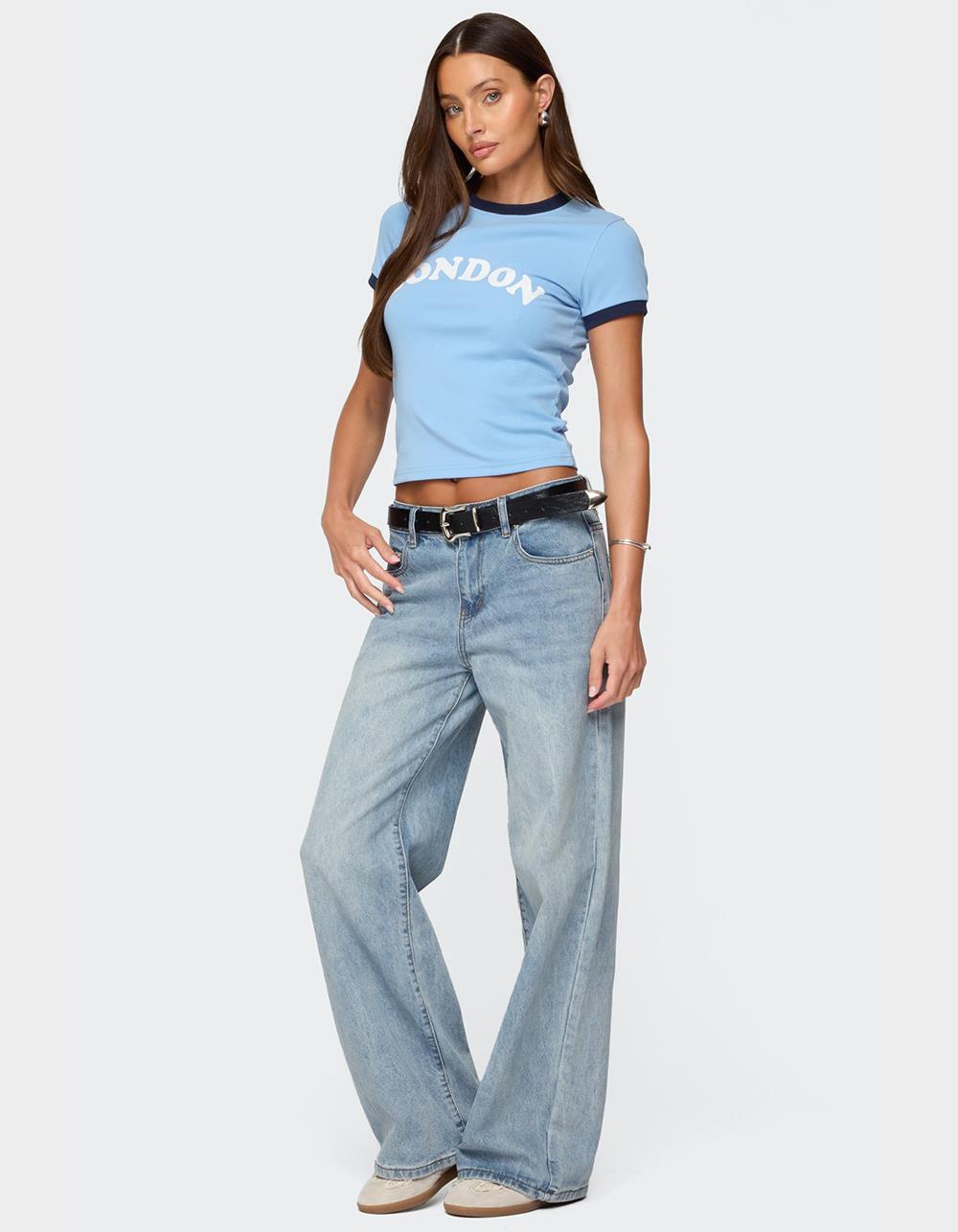 EDIKTED London Contrast Tee - LIGHT BLUE