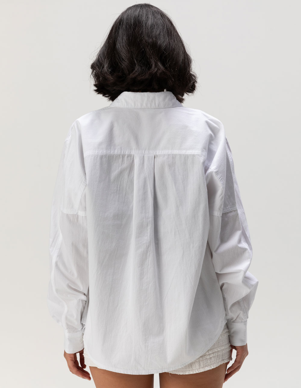 RSQ Womens White Button Up Long Sleeve Shirt - WHITE