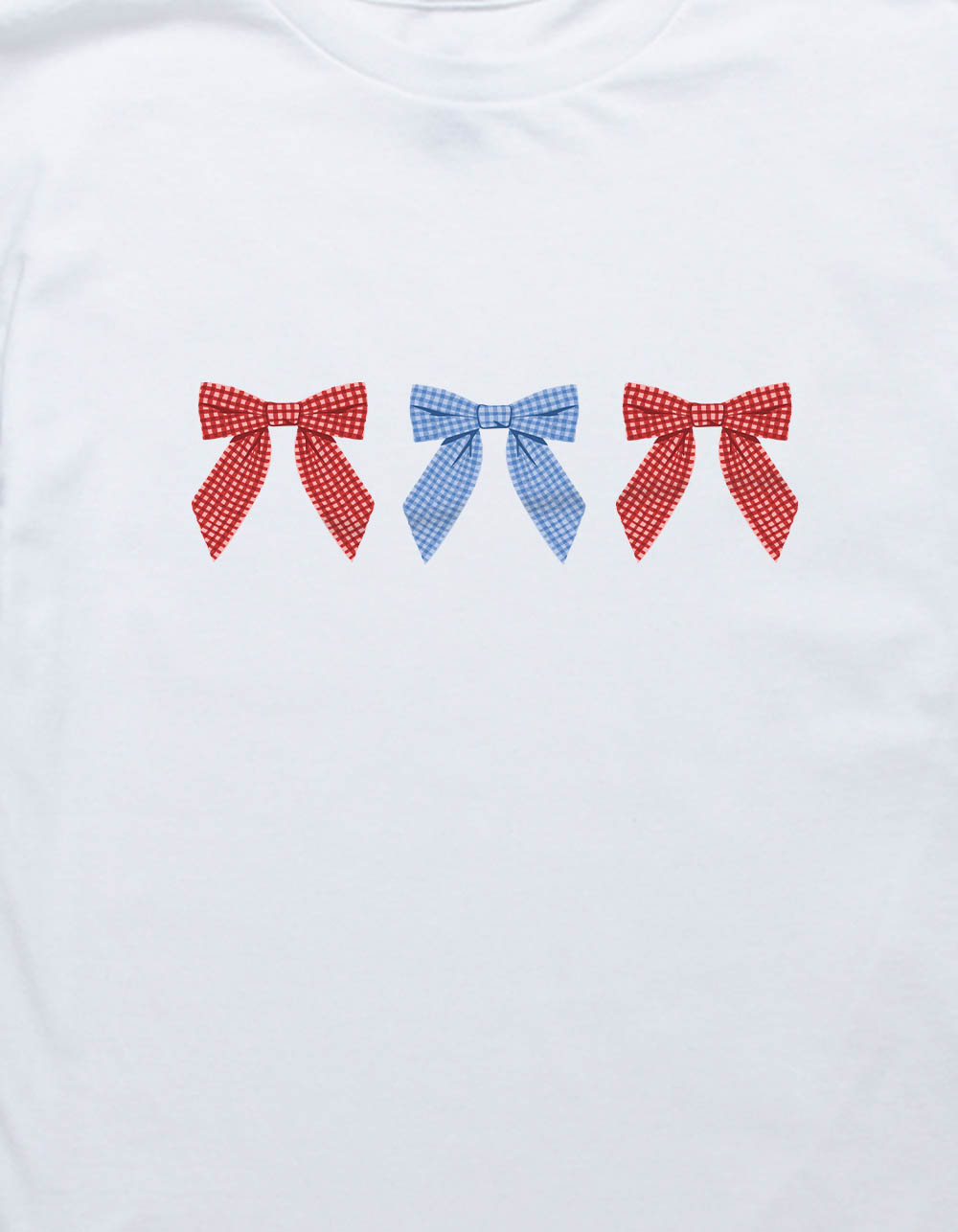 BOW Gingham Trio Unisex Kids Tee - WHITE