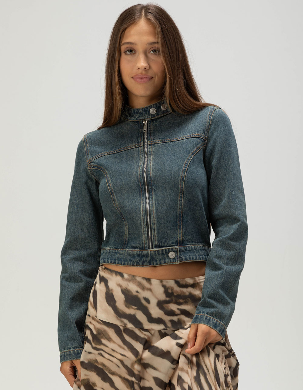 WEST OF MELROSE Womens Denim Jacket - MEDIUM WASH