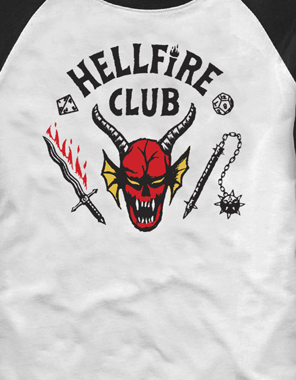STRANGER THINGS Hellfire Club Unisex Raglan Tee - BLK/WHT | Tillys