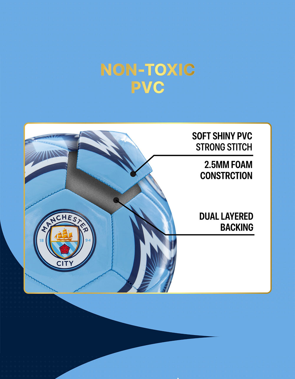 MANCHESTER CITY F.C. Soccer Ball - LIGHT BLUE