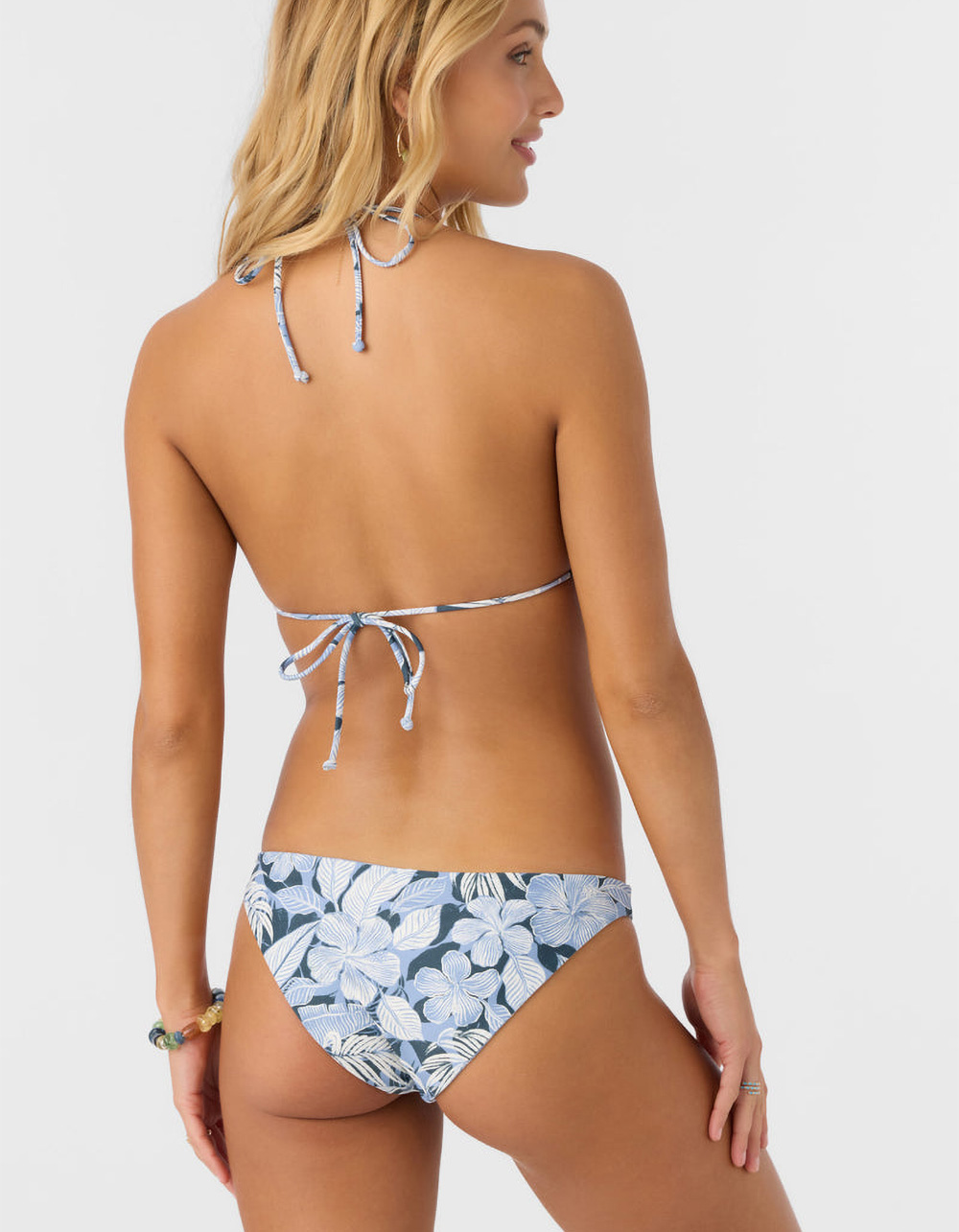 O'NEILL Palmetto Floral Stripe Reversible Rockley Classic Bikini Bottoms - BLUE COMBO