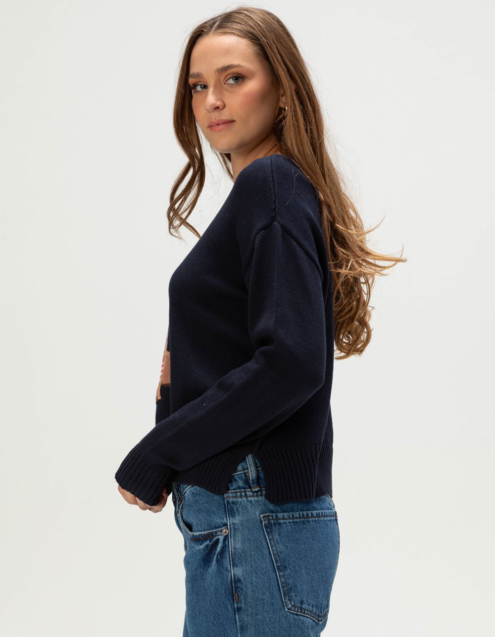 RSQ Womens Dog Sweater - NAVY