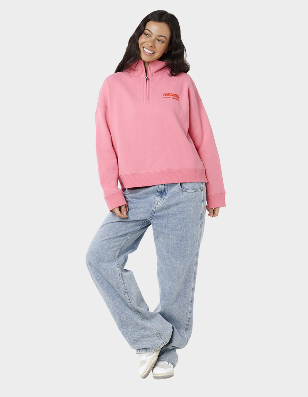 RIP CURL Surf Puff Womens 1/4 Zip Sweatshirt - PINK